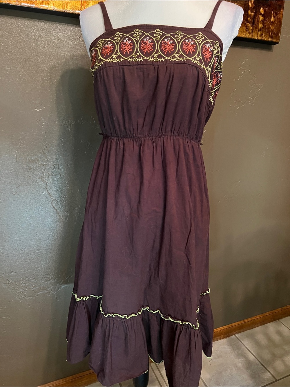 Mossino Embroidered Spaghetti-Strap Summer Dress